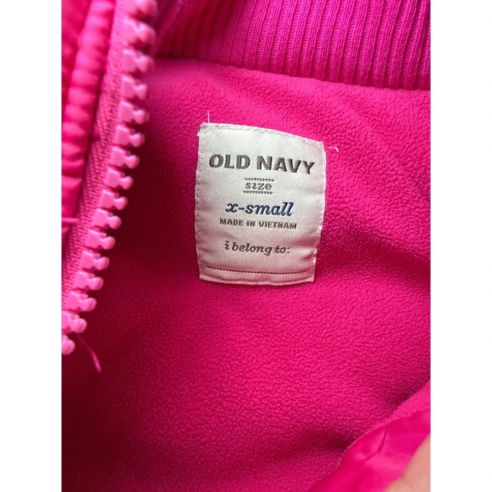 Old Navy Girls Hot Pink Quilted Puffer Vest Fleece Lined XS‎